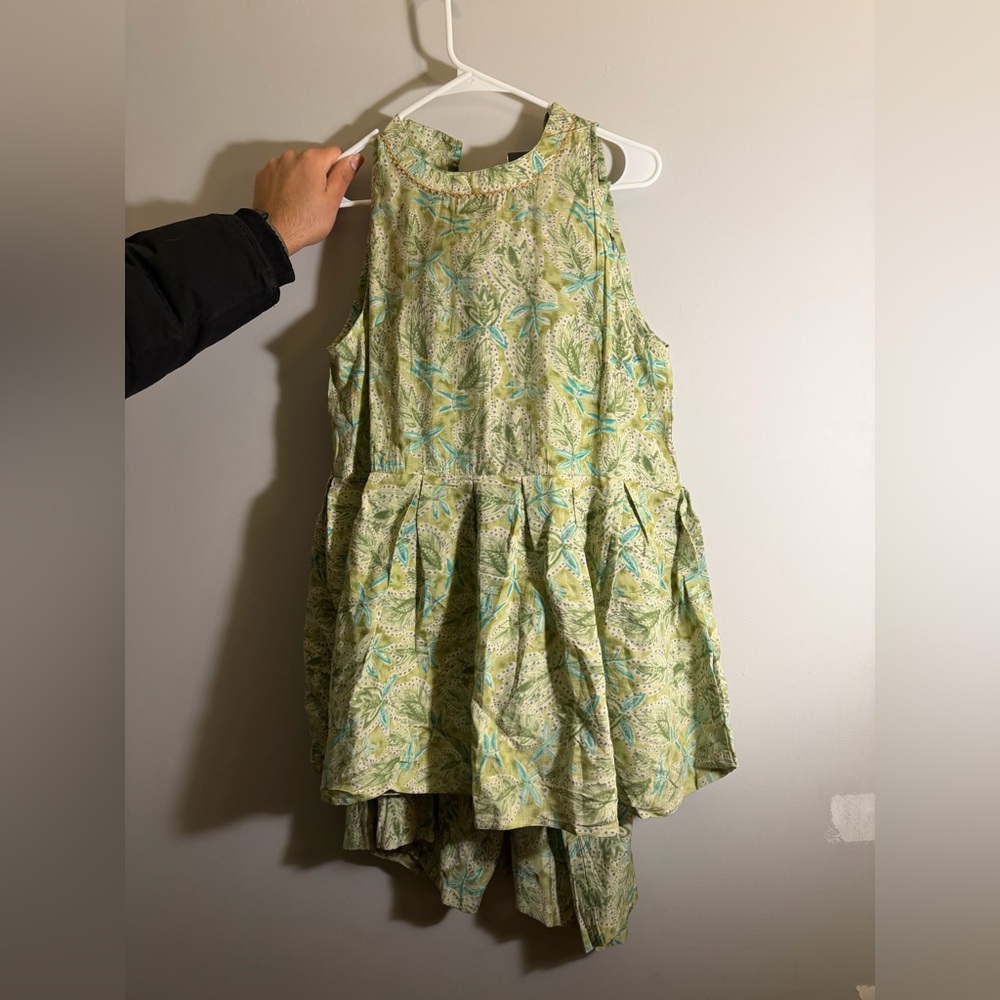 Elegant Green Floral Palazzo Pant Set